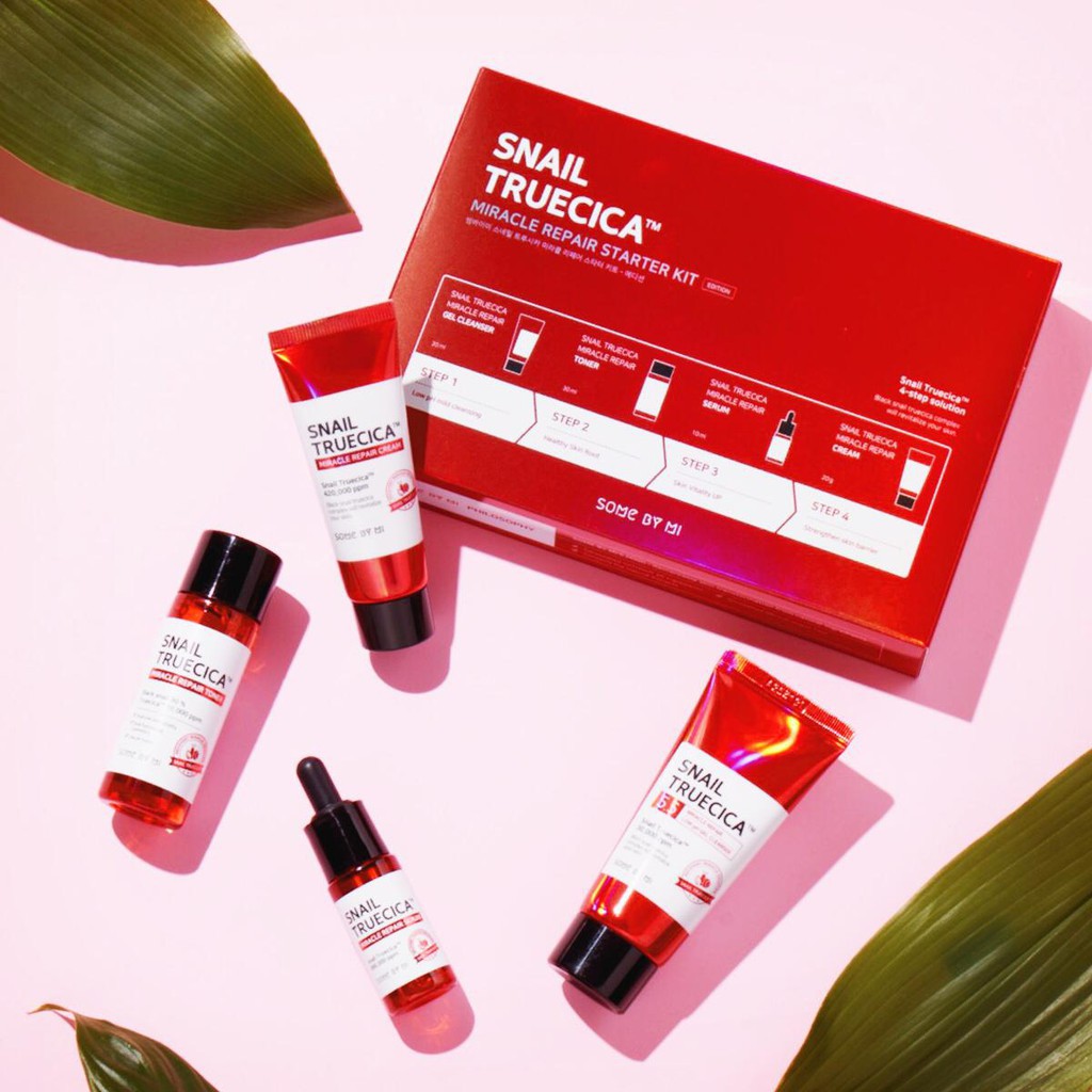 Bộ Kit 4 Món Phục Hồi Da Cải Thiện Sẹo Lõm Some By Mi Snail Truecica Miracle Repair Starter Kit