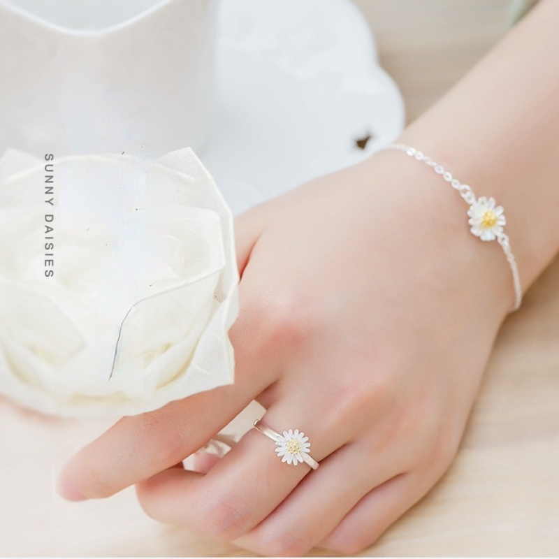Trang Sức Vòng Đeo Tay/Nhẫn/Vòng Tay Mặt Hoa Cúc Nhỏ Đơn Giản Thời Trang Hàn Quốc Cho Nữ