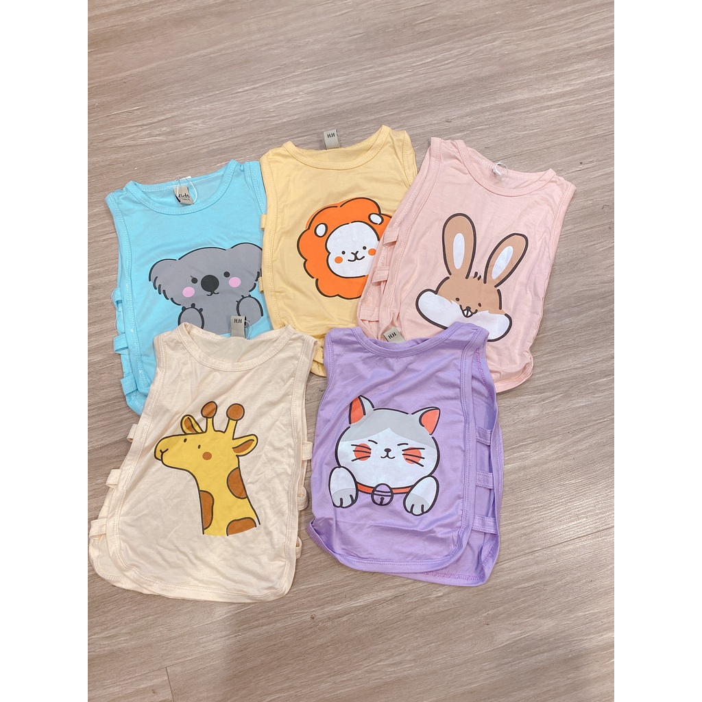 Áo ba lỗ hở sườn cho bé in hình ngộ nghĩnh chất  thun cotton mát lạnh  hàng xuất Âu Mỹ