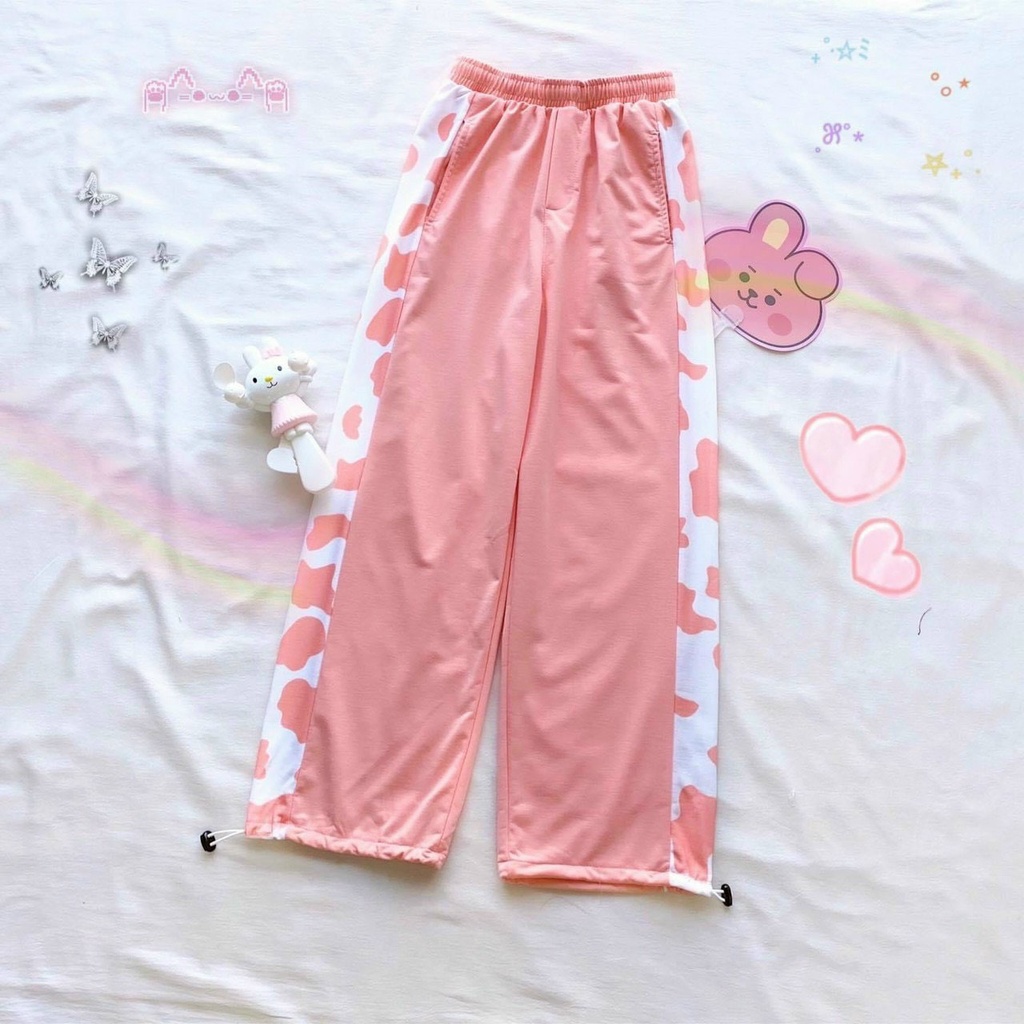 quần jogger nữ viền sọc 2 bên màu bò sữa cá tính k