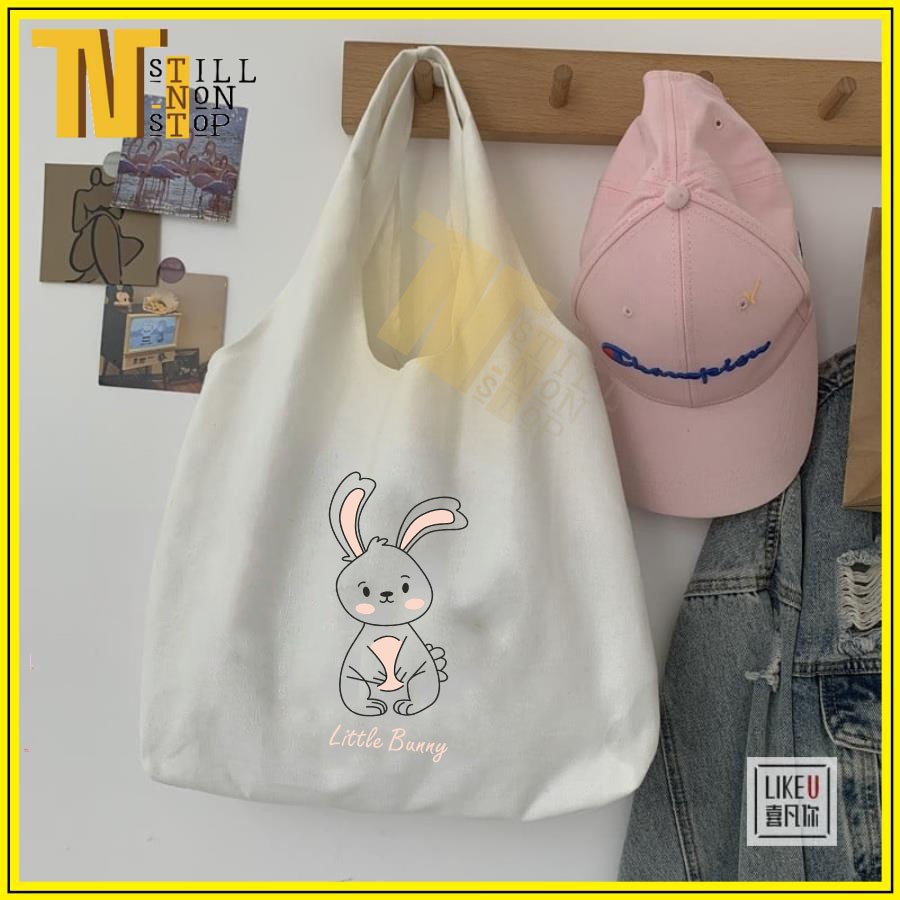 Túi đeo vai , phong cách Hàn Quốc siêu dễ thương (VẢI CANVAS MỀM - QUAI LIỀN) - LITTLE BUNNY