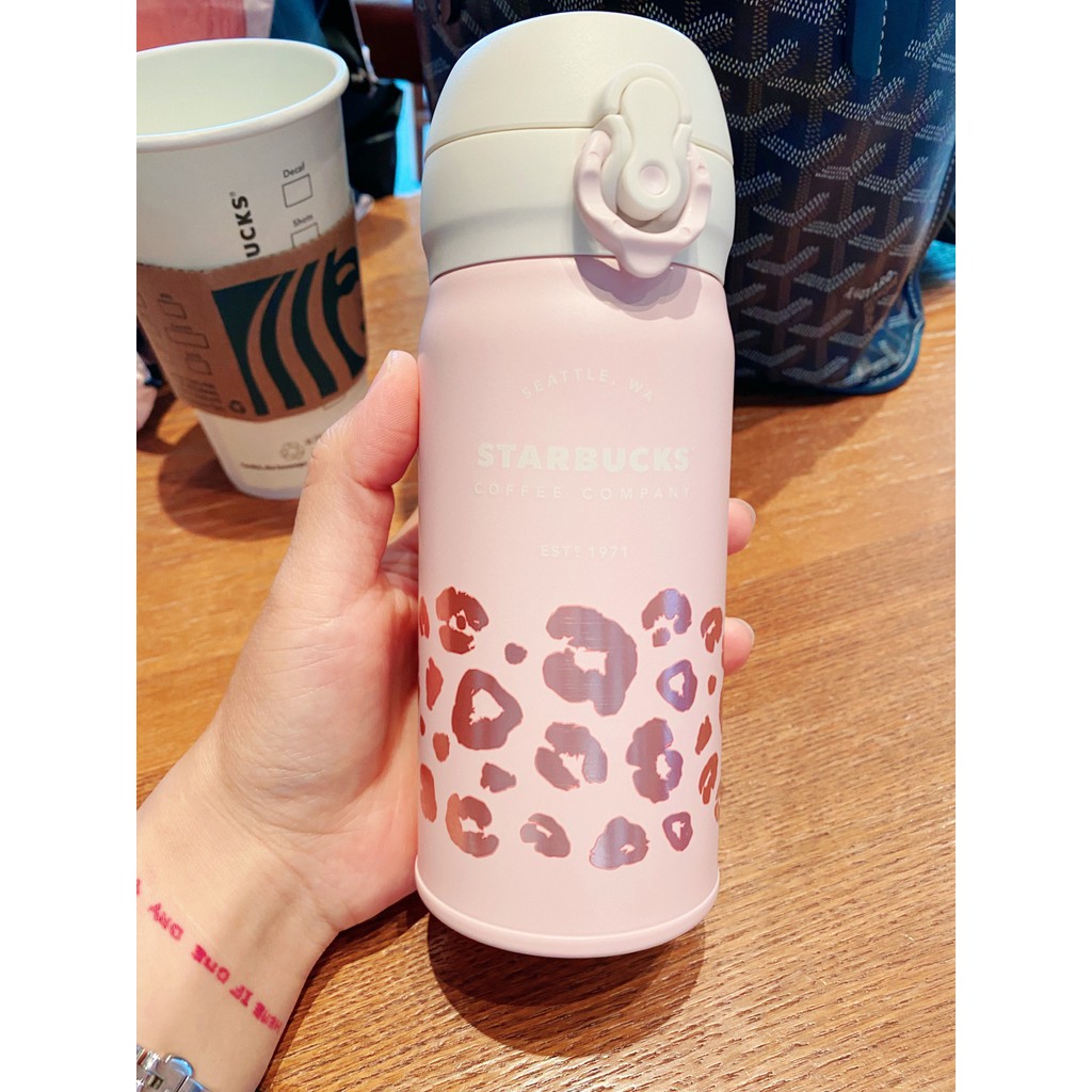 Bình STARBUCKS X THERMOS giữ nhiệt họa tiết da báo hồng Dung tích 355ml