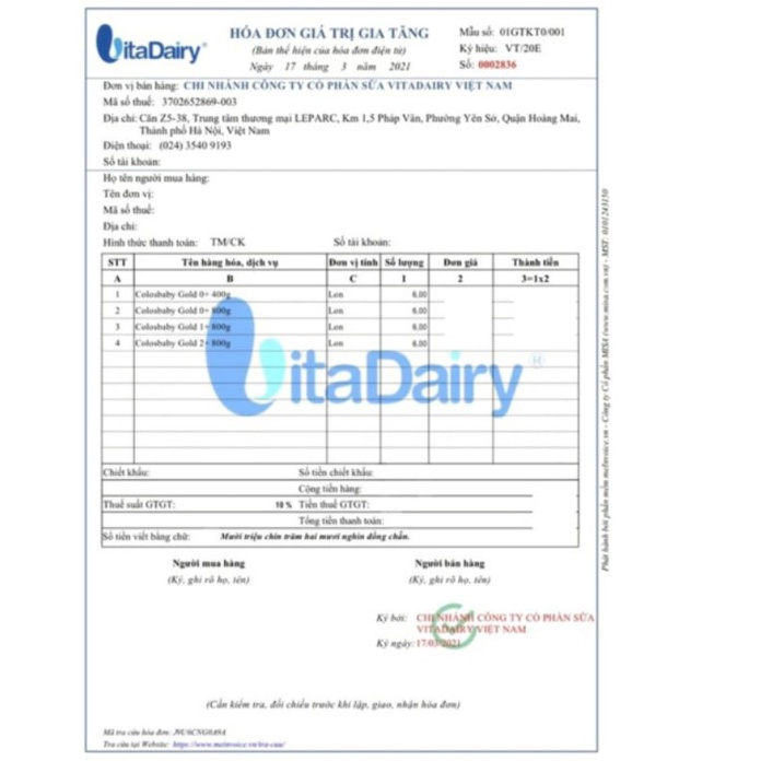 Sữa bột Colos baby gold 0+/1+/2+ lon 800g