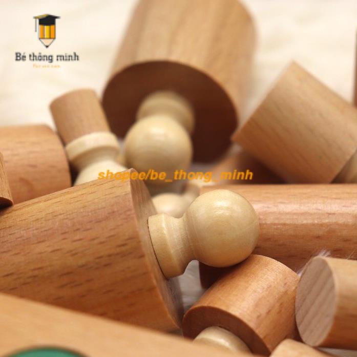 Combo 2 MÓN trụ có núm và không núm size nhỏ cho bé học tại nhà - Giáo cụ Montessori