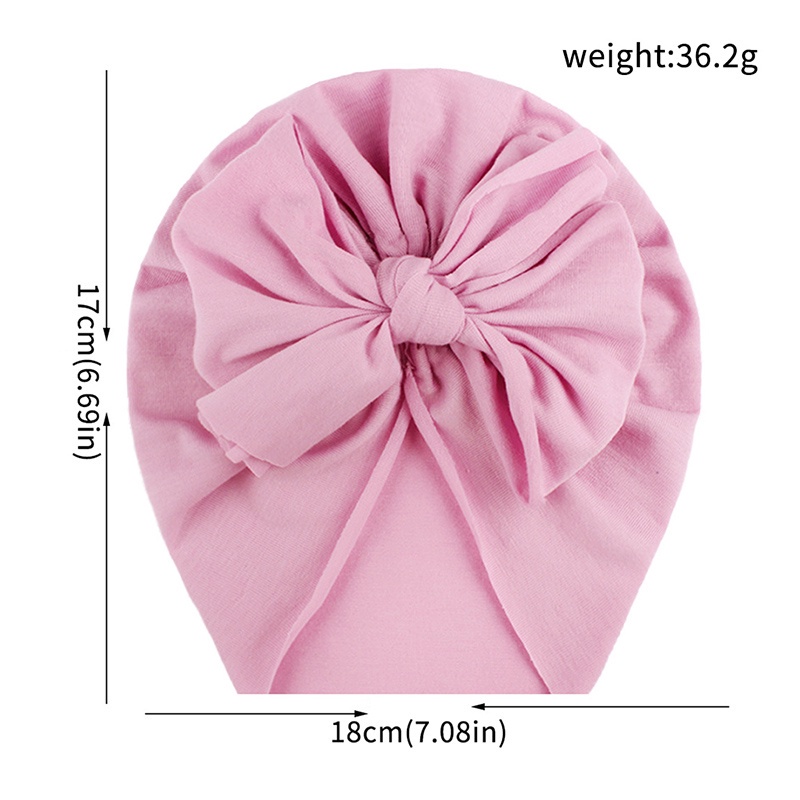 Băng đô turban mềm mại co giãn màu trơn thắt nơ cho bé gái