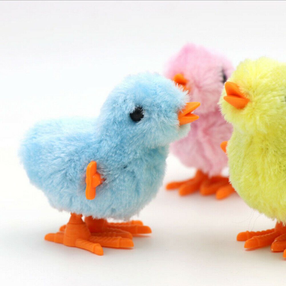 Cute Fluffy Wind up Chicken Dance Clockwork Plush Chicken Fun Kids Toy Naughty Gifts