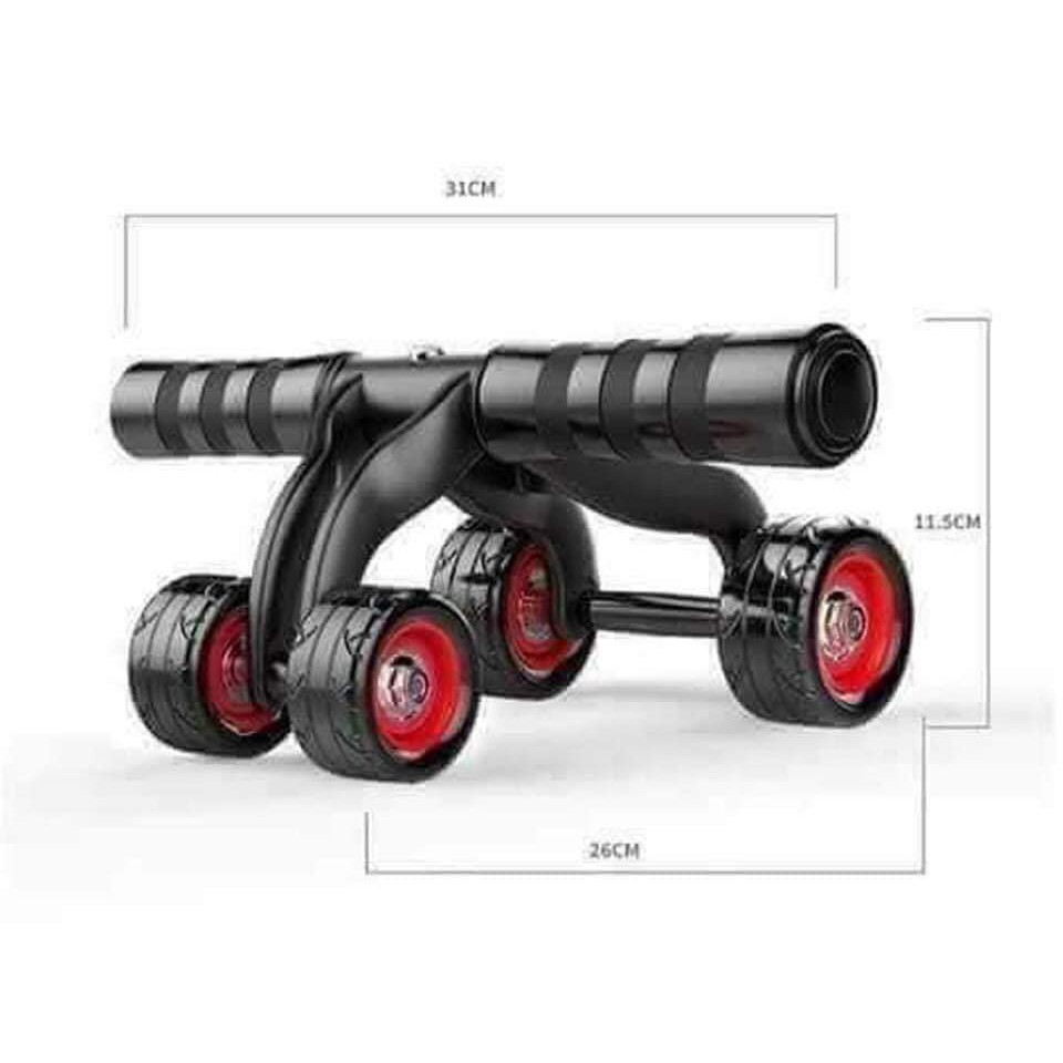 Con lăn tập bụng gym 4 bánh, tặng miếng thảm, con lăn tập cơ bụng dùng cho cả vđv chuyên nghiệp