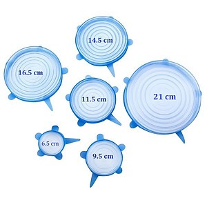 Bộ 6 Miếng Silicone Bọc Thực Phẩm Cao Cấp  - Nắp đậy màng Silicon bảo quản thức ăn Dày Dặn Độ Co Giãn Tốt