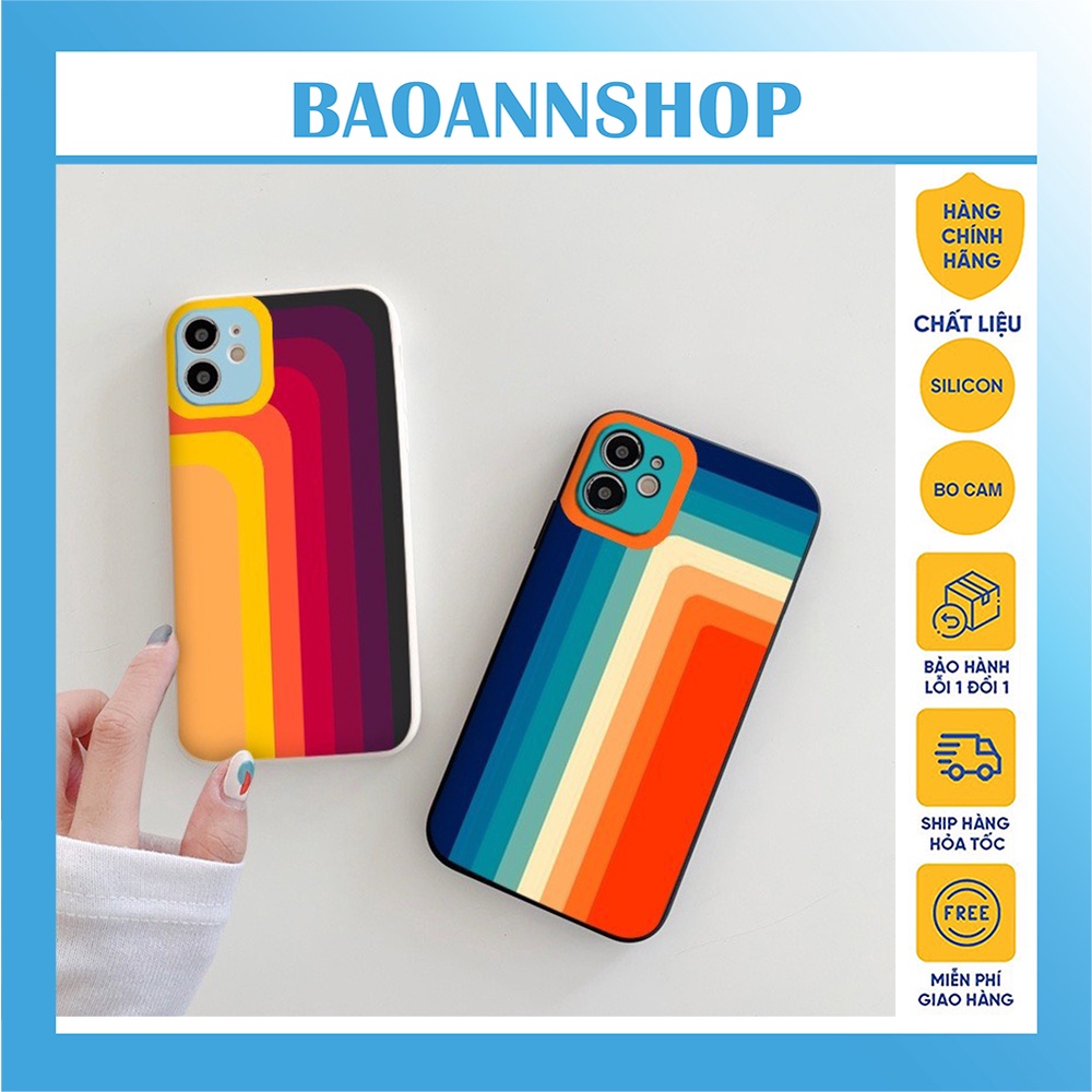 Ốp lưng iphone hình cầu vồng màu dẻo cạnh vuông bảo vệ camera iphone 7plus/8plus/x/xs/xsmax/11/12/13/promax