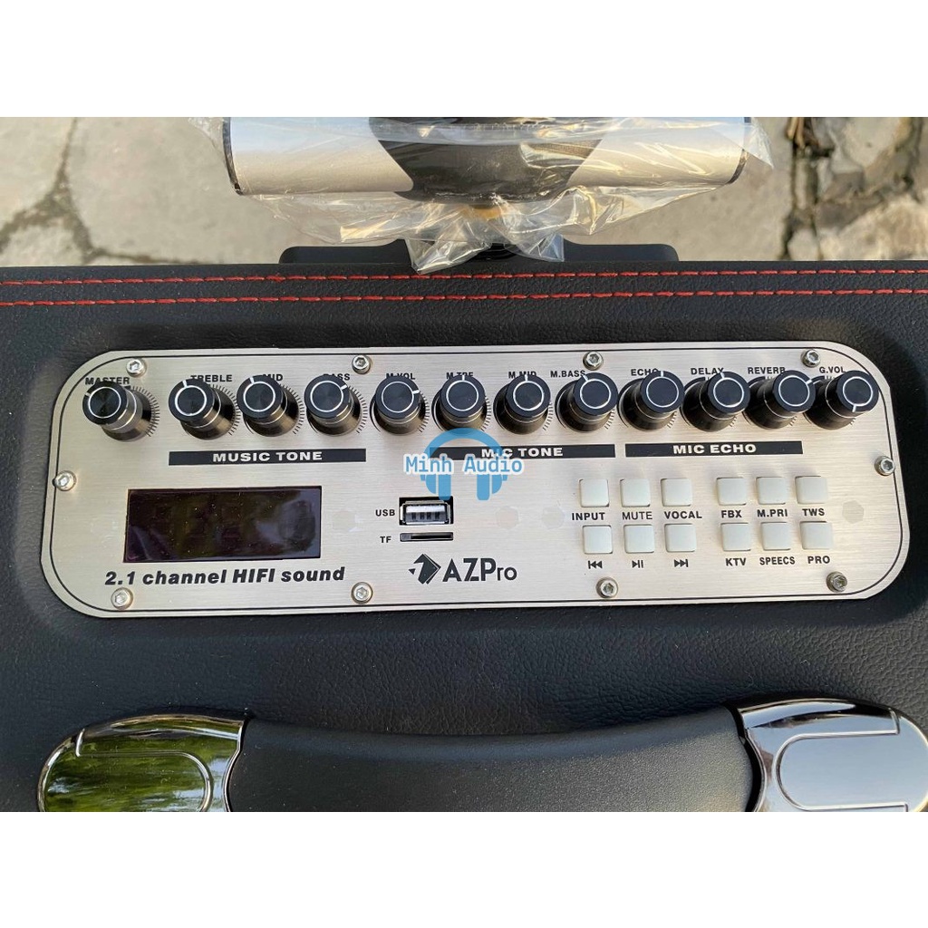Loa kẹo kéo AZpro AZ-316, Bass 15, 2.1, loa có kèm theo 2 mic UHF  - Chính Hãng