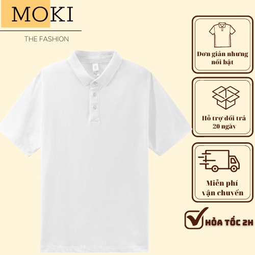 Áo Polo nam trơn MOKI ,áo phông co giãn 4 chiều vải không nhăn không xù