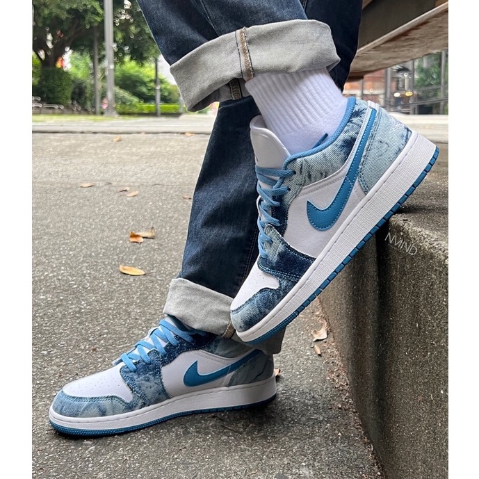 Giày Nike Nữ Jordan 1 Low Washed Denim Chính Hãng 🔴SIMPLE SNEAKER🔴 Nike Air Jordan 1 Vải Denim Cổ Thấp