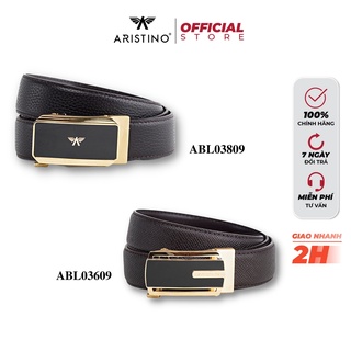 Thắt Lưng Nam ARISTINO Da Bò Cao Cấp Dây Lưng Mặt Thép Không Gỉ Khóa Tự Động Full Option