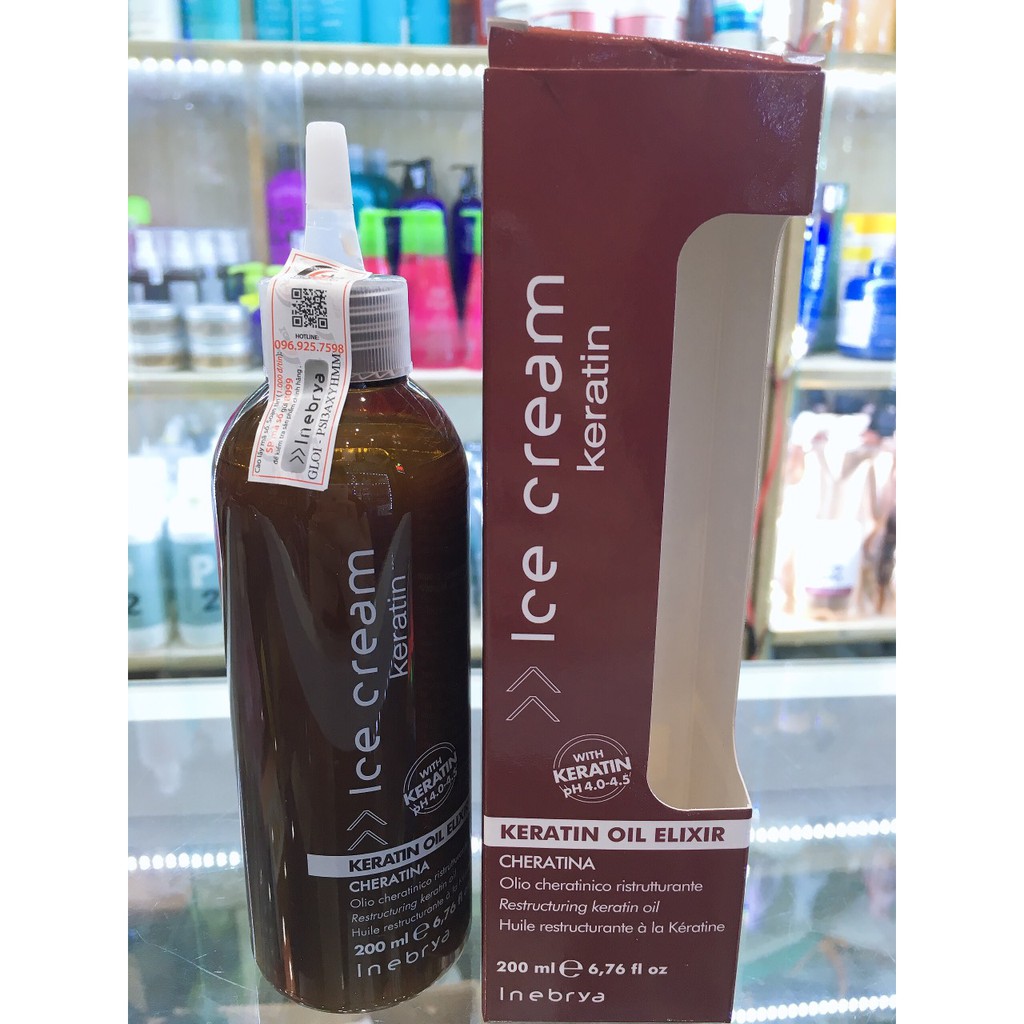 TINH CHẤT PHỤC HỒI TÓC HƯ TỔN KERATIN ELIXIR OIL INEBRYA 200ML chính hãng