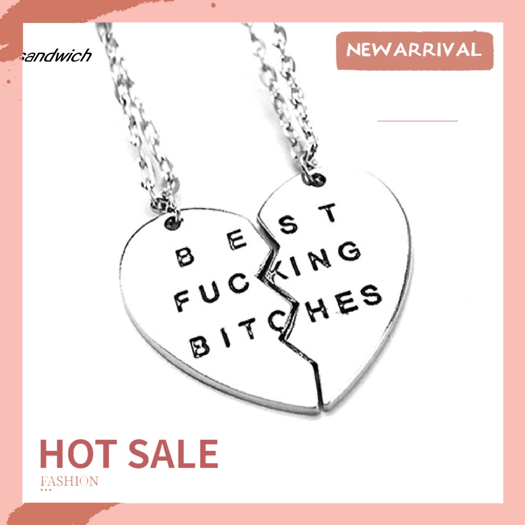 Set 2 Vòng cổ tình bạn mặt hình trái tim khắc chữ BFF