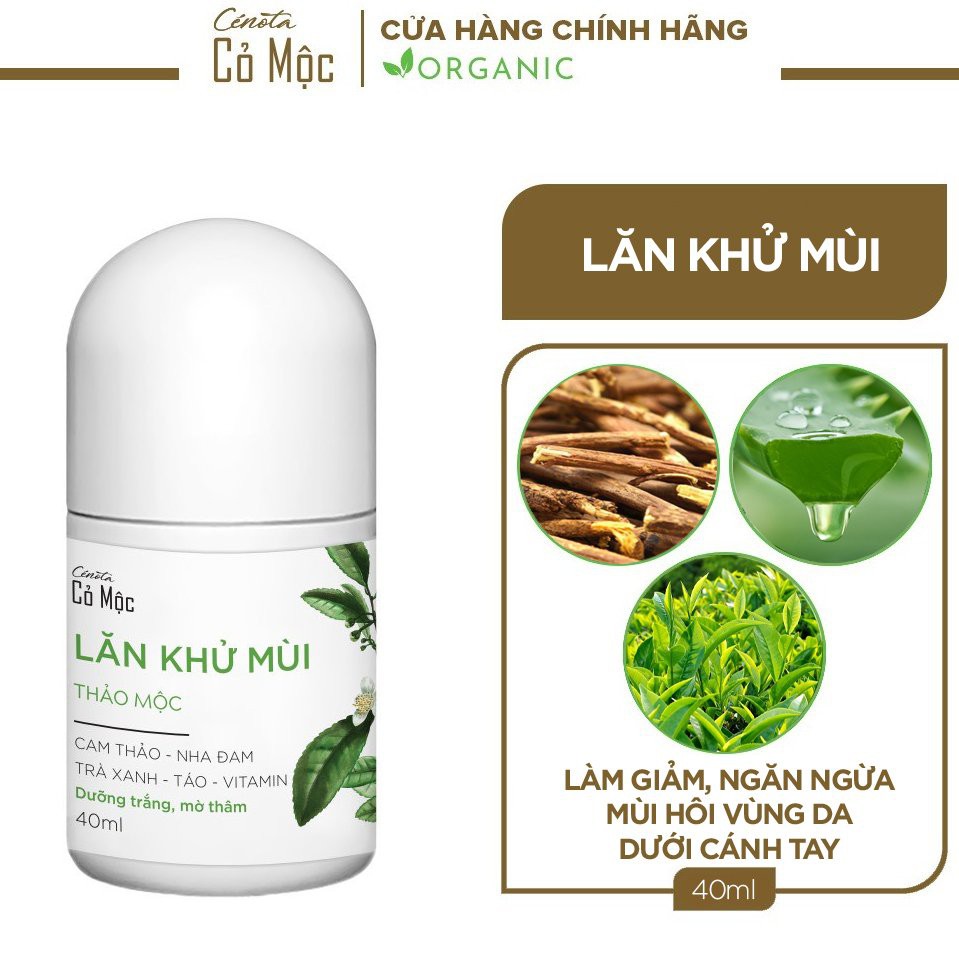 Lăn Khử Mùi Cenota Cỏ Mộc Dưỡng Trắng Mờ Thâm 40ml