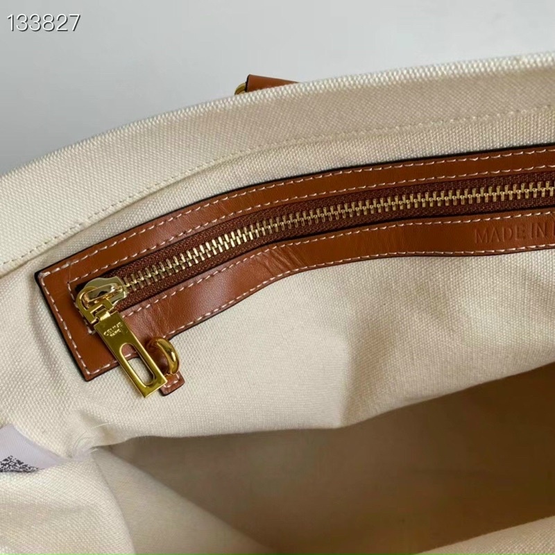 TNS-Túi tote canvas vừa laptop siêu hottrend Celinie Horizontal Cabas tote bag-chất canvas phối da nâu vintage