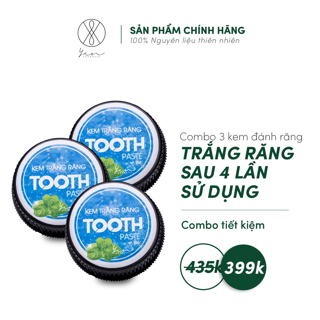 Combo 3 hộp Kem làm trắng răng Tooth Paste từ thảo mộc thiên nhiên - bật tone nhanh chóng sau 4 lần sử dụng