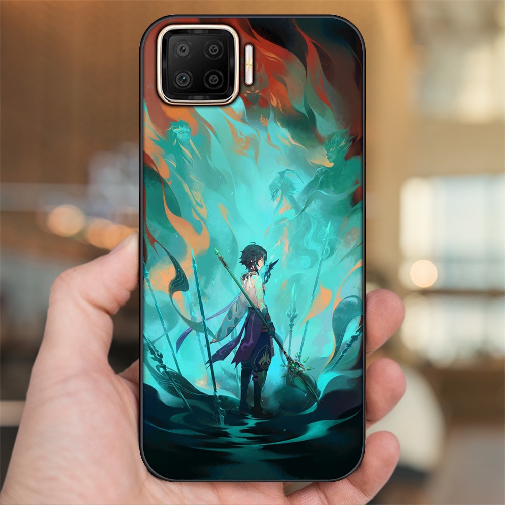 Ốp lưng Oppo A73, A93 4G viền đen in hình Xiao Genshin Impact