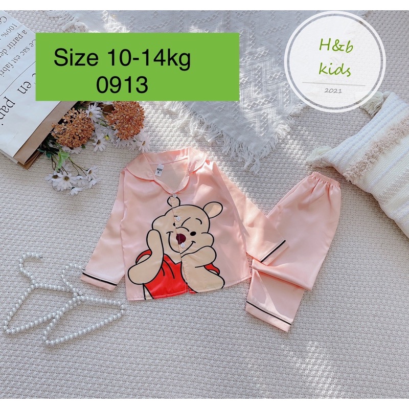 Pizama lụa satin cho bé size 10-14kg