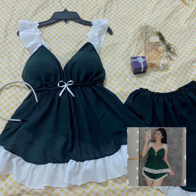 ❤️BIG SIZE❤️ Đồ Ngủ Sexy Nữ - Đồ Ngủ BigSize Voan Cánh Tiên Form 70Kg( ảnh và video thật)