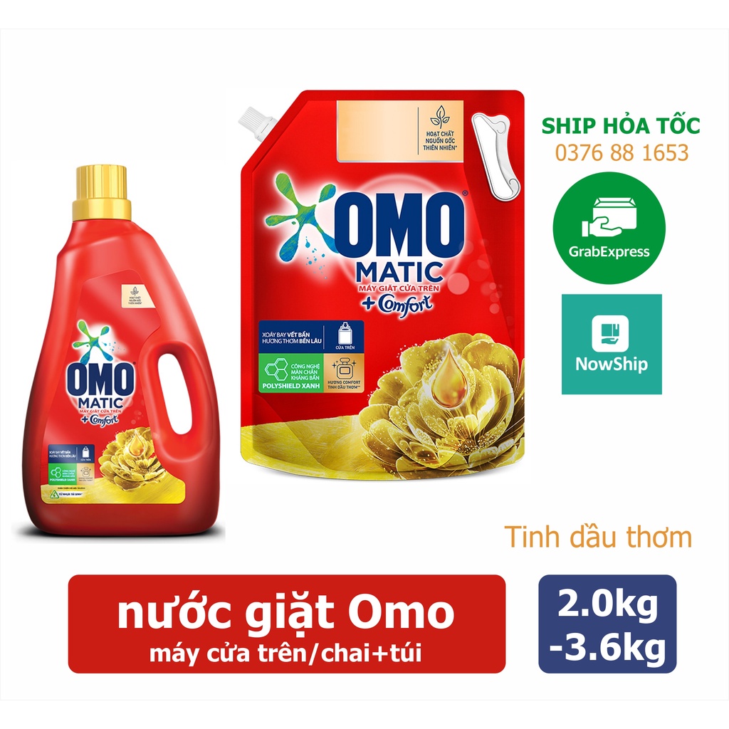 [Hoả Tốc] Nước Giặt OMO cho máy TINH DẦU THƠM trọng lượng từ 2kg đến 3.6kg