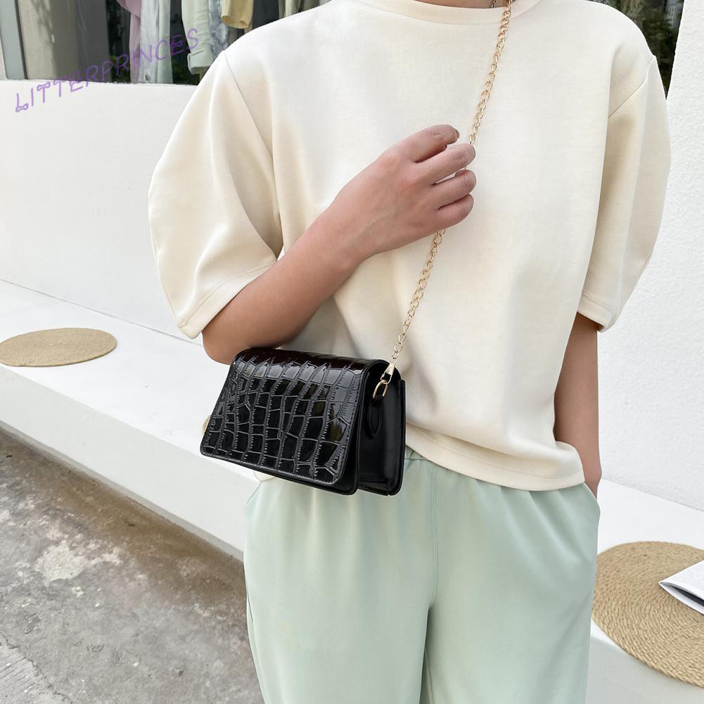 Litterprinces Fashion Women Stone Pattern PU Crossbody Bag Casual Ladies Chain Handbags