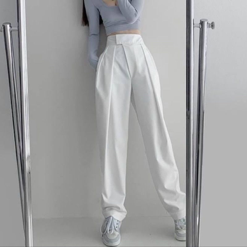Quần baggy Tây kiểu dài nữ ống đứng dáng suông trơn- Order taobao quảng châu