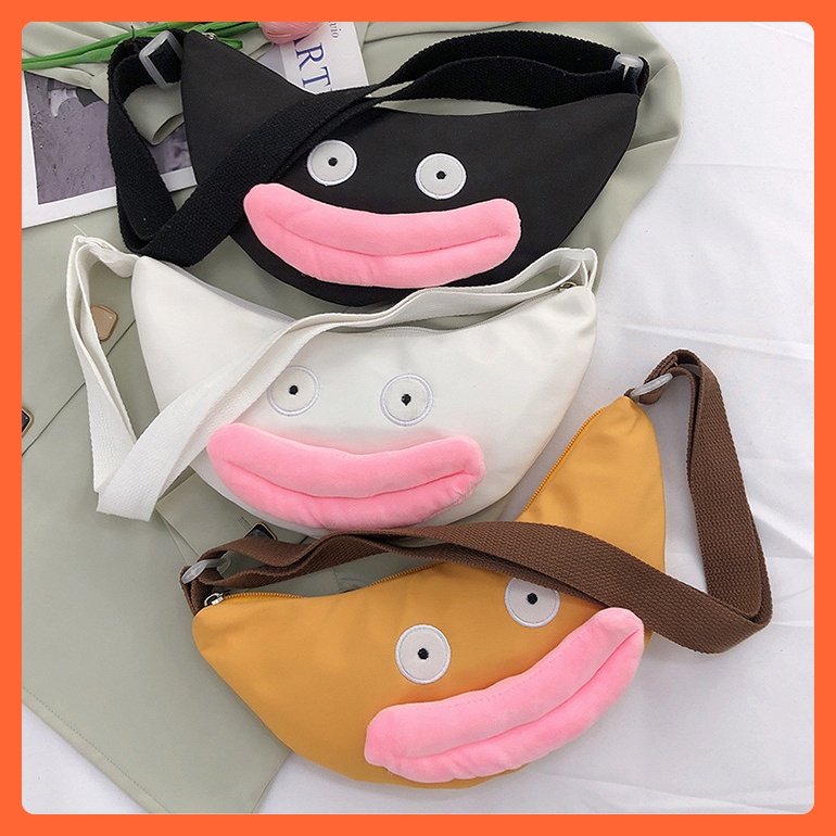 Túi đeo chéo nữ đeo vai mặt hề cute môi phồng đáng yêu thời trang Hàn Quốc đi chơi chụp ảnh đẹp giá rẻ