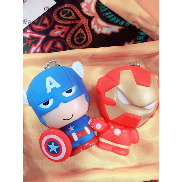 Móc khóa siêu anh hùng Captain và Ironman. Mẫu chibi kèm ảnh thật. shopee. vn|mochi04