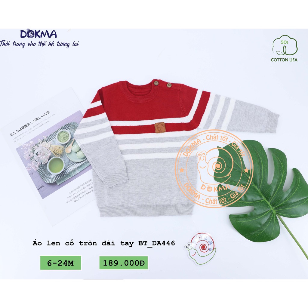 Dokma- Áo len cài vai dài tay BT (6-24M) DA446