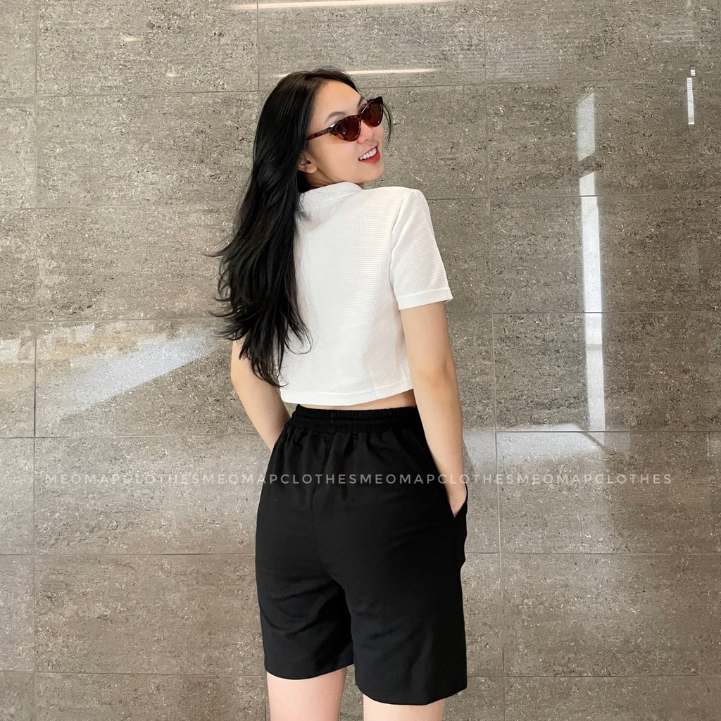 Quần short thun da cá bigsize nam nữ unisex ống rộng lưng chun