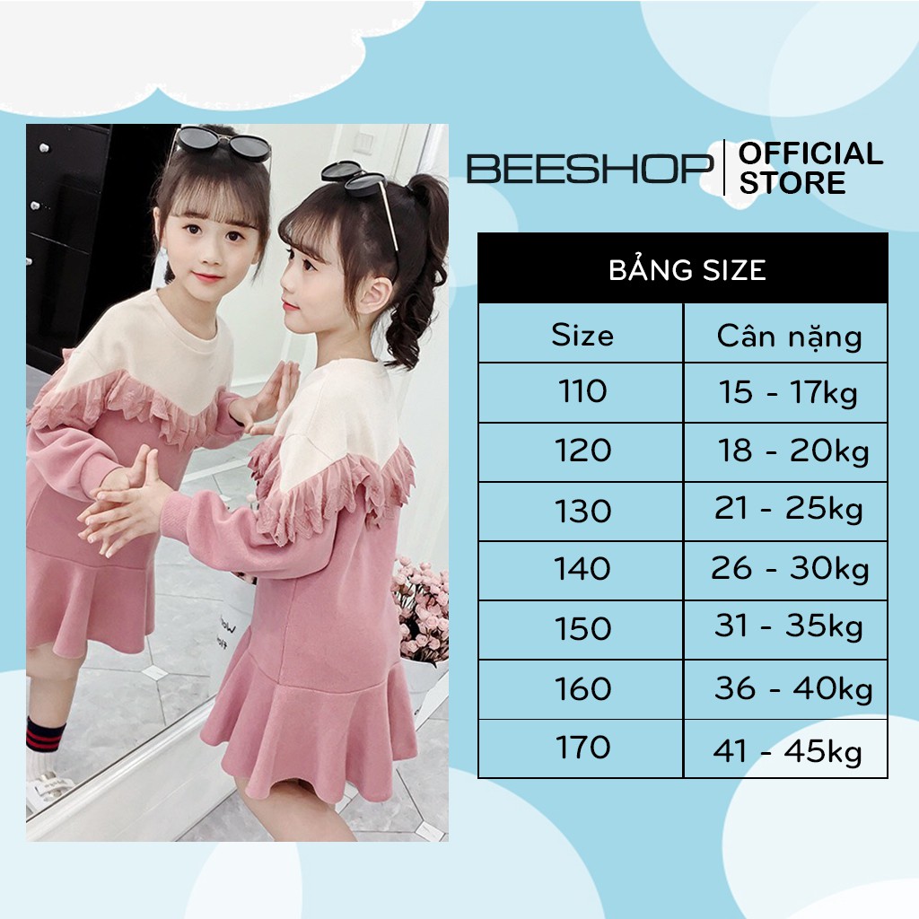 Váy len tua rua cho bé gái Đầm xòe xinh xắn full size BEESHOP D21023