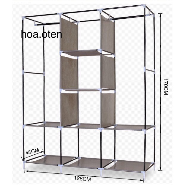 [Loại Tốt] Tủ Vải Đựng Quần Áo 3 Buồng 8 Ngăn Cao Cấp