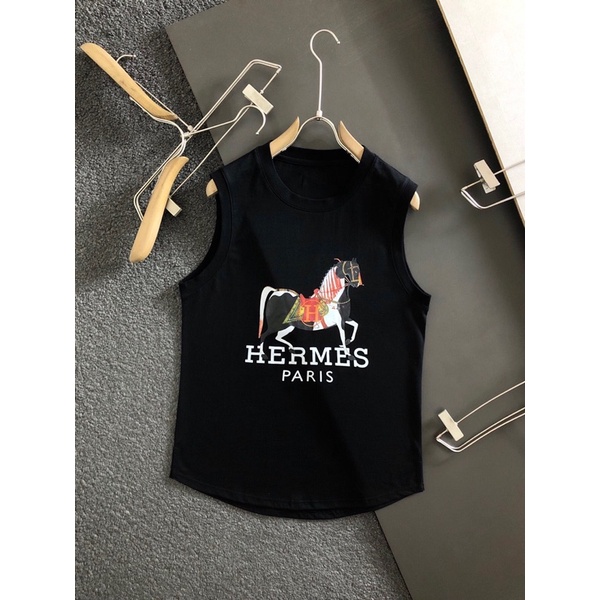 Áo ba lỗ hoạ tiết con ngựa phong mới độc đáo Hermes HM 2022 cao cấp áo thun không tay cho nam
