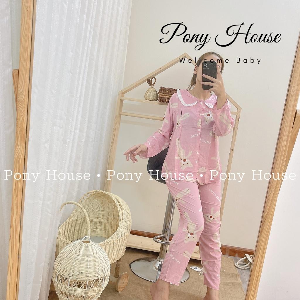 Bộ Bầu Sau Sinh Dài Tay Lanh Siêu Mát, Có Khóa Cho Con Bú (Free Size 45-58kg)