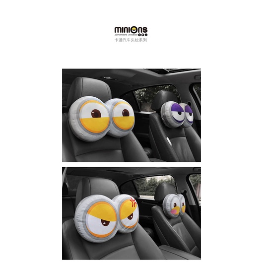 Gối tựa đầu hình đôi mắt Minion dễ thương cho xe hơi