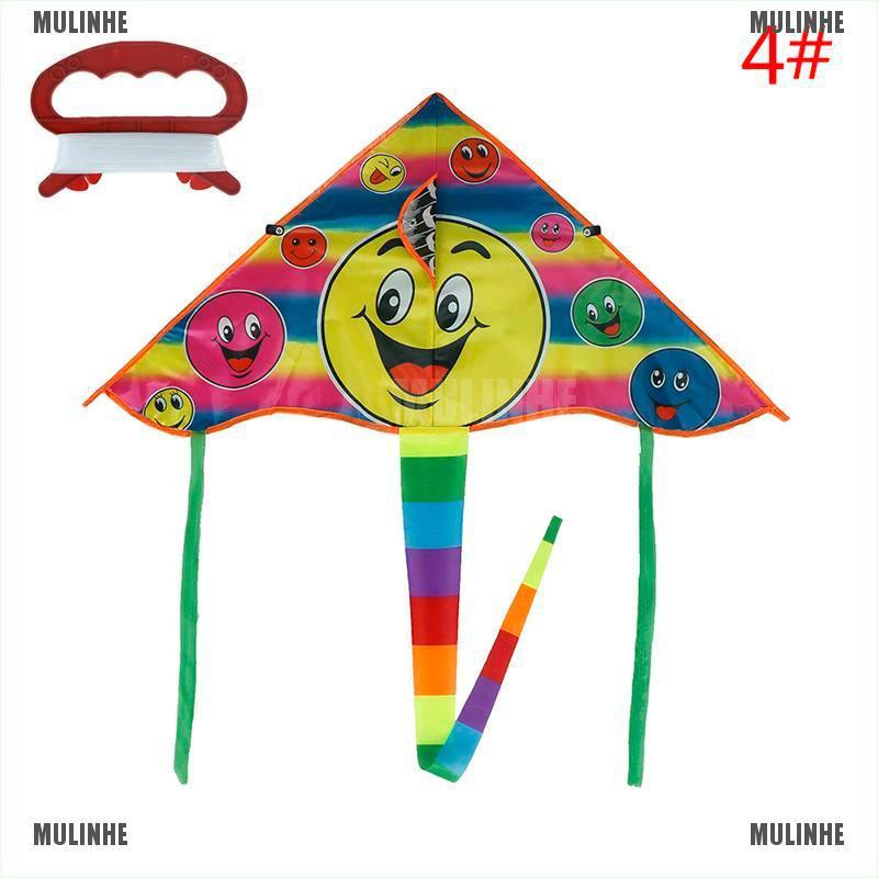 1 Bộ Diều Bay Thể Thao Ngoài Trời Hình Mặt Cười 80 * 45cm Tay Cầm 50m