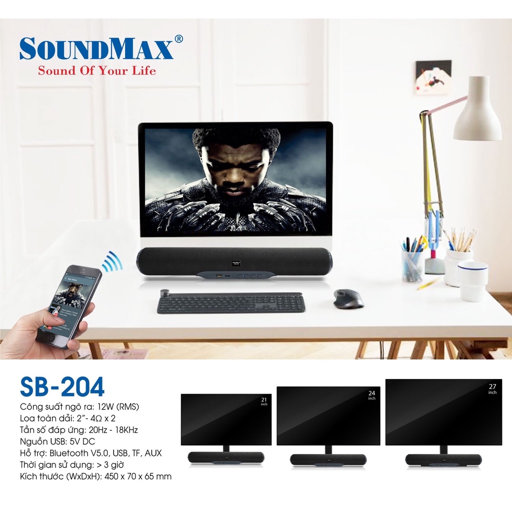 Loa không dây soundbar SoundMax SB-204/2.0