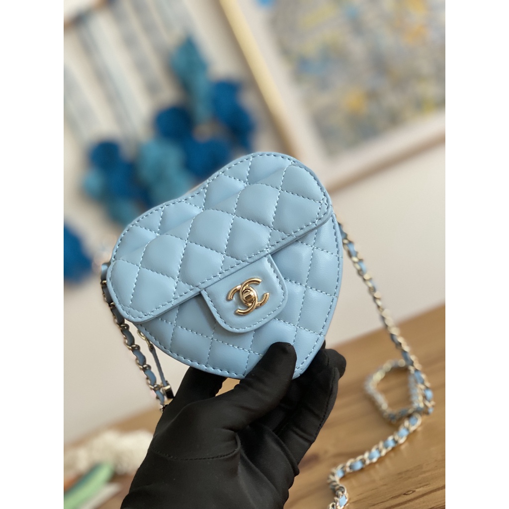 Túi đeo chéo nữ da thật thời trang cao cấp 𝘾𝙝𝙖𝙣𝙚𝙡 𝘾𝙝𝙖𝙣n𝙚𝙡 CN thiết kế hình trái tim