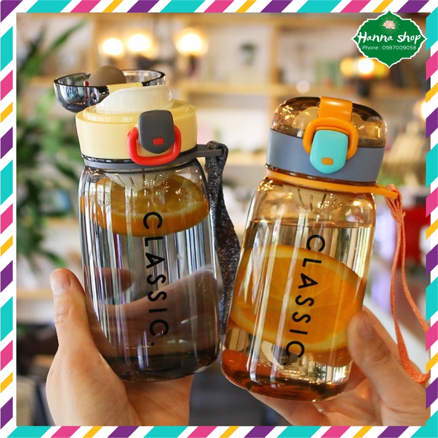Bình nước mang đi học cho bé, dung tích 400ml, chất liệu nhựa tốt