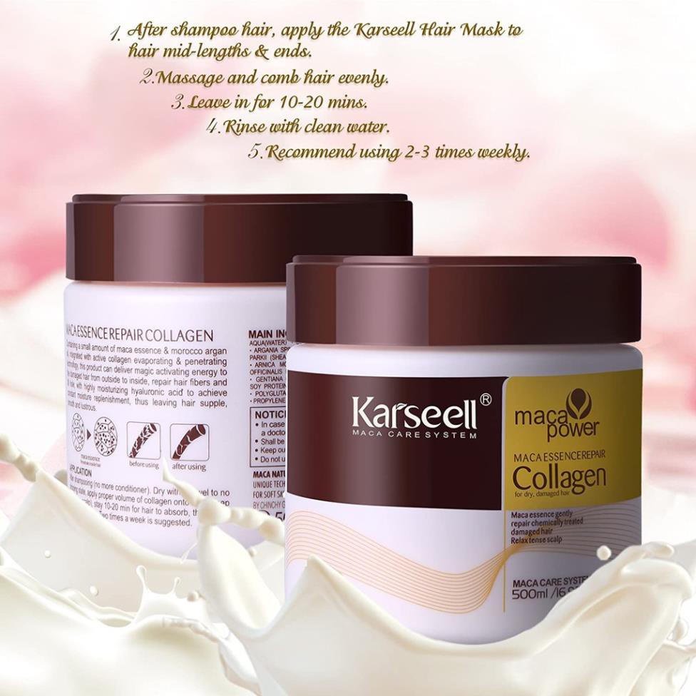 Hấp Ủ Collagen Karseell Maca Phục Hồi Hư Tổn Tóc Hũ 500ML[sanvatvn710] | BigBuy360 - bigbuy360.vn