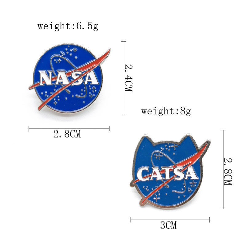 Huy Hiệu Cài Áo Hình Mèo / Hành Tinh / Vũ Trụ / Logo Nasa Sáng Tạo