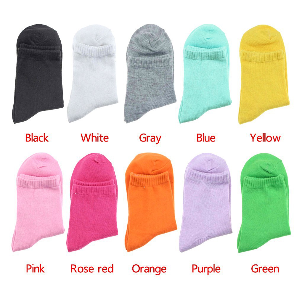 Tất Cotton màu trơn dễ thương xinh xắn dành cho nữ
