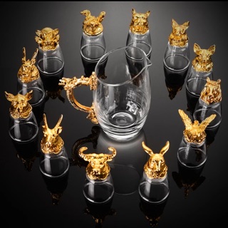Bộ ly 12 con giáp mạ vàng chính hãng