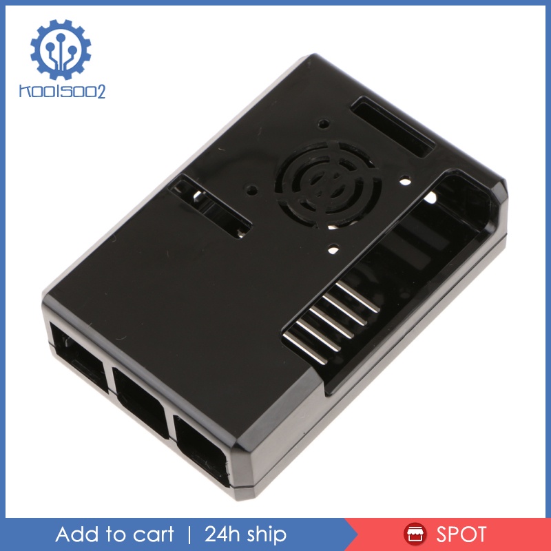 [KOOLSOO2]ABS Protective Case Box with Cooling Fan for Raspberry Pi 3 Model B Black