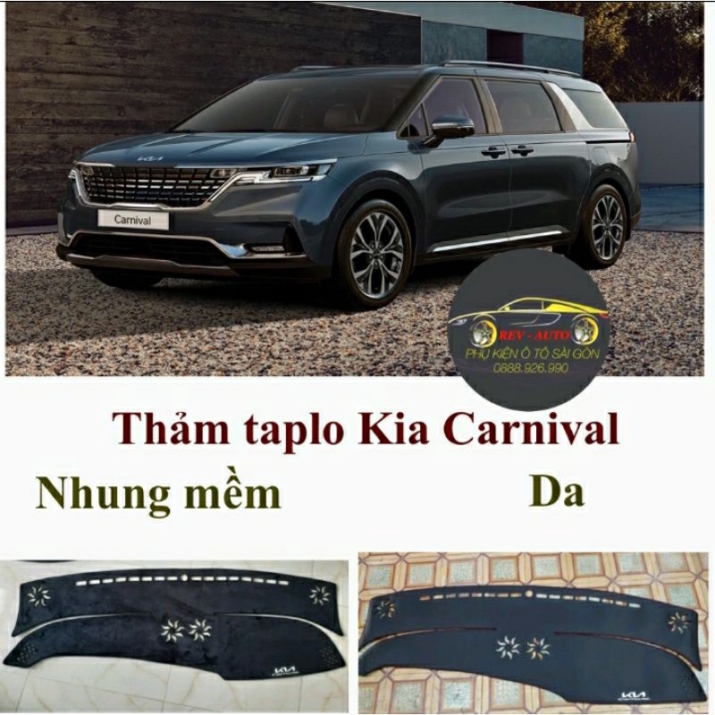 Kia Carnival 2022- Thảm taplo nhung,da(Quà tặng)