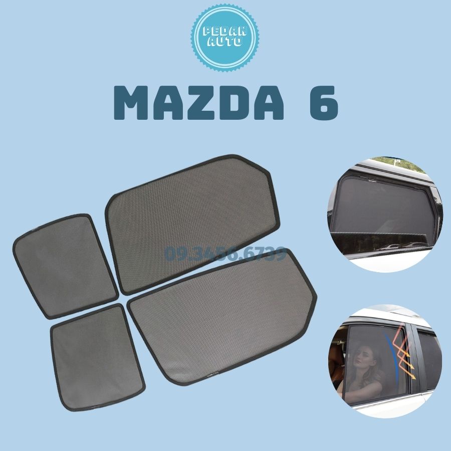 Che Nắng Nam Châm Xe MAZDA 6 đời 2015 đến 2019 Bộ 4 Tấm Có Sẵn Nam Châm Hút Mạnh chuẩn form xe