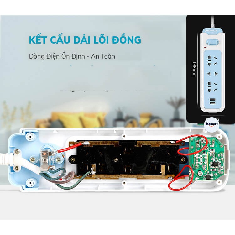 Ổ Cắm Điện Đa Năng Hamart Sạc USB Ổ Điện Thông Minh Tích Hợp Đèn LED Cao Cấp [TẶNG DÁN TREO Ổ ĐIỆN]