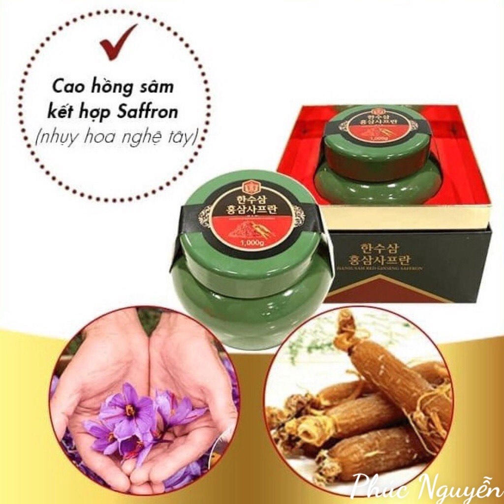 Cao Hồng Sâm Nhụy Hoa Nghệ Tây Hansusam Red Ginseng Saffron (Hũ 1kg)